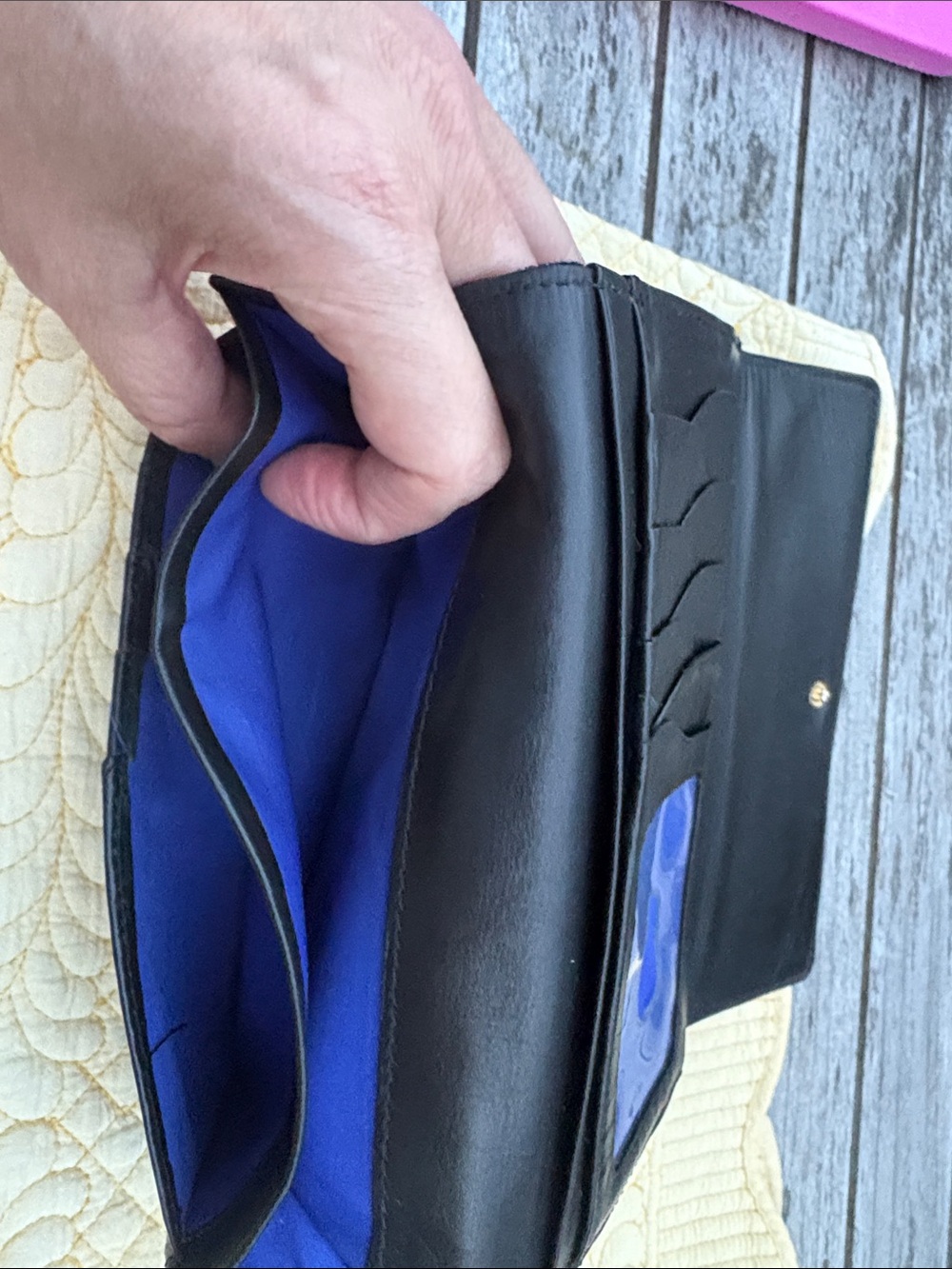 Cole Haan Black Leather Zip Wallet with Silver Hardware - Picture 3 of 8